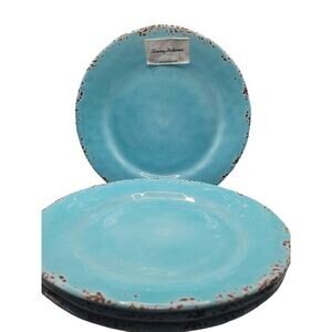 Tommy Bahama Dinner Plates Melamine Turquoise Set of 4 NEW